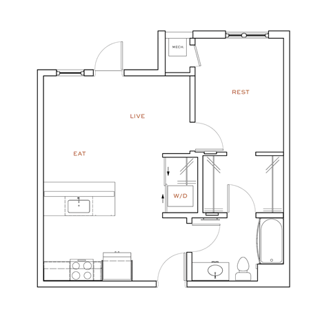 A floor plan of a house with labeled rooms.